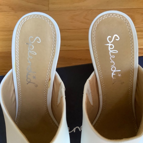 Splendid Nala Pointed Toe Wood Block Heel Leather Mule Snow White SZ 9.5 - Picture 6 of 15